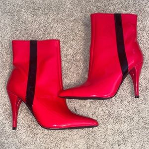Red Nylon Booties NWOT